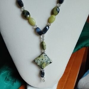 Hand Crafted Serpentine Necklace And Earrings Set